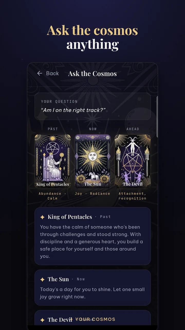 Ask the cosmos, a three card reading